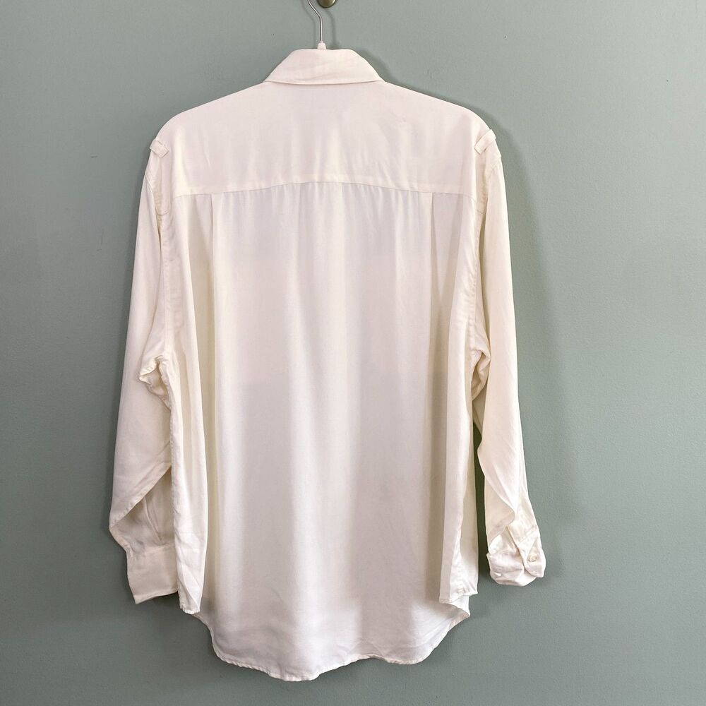 Vintage Banana Republic Button Up Shirt Top Womens Large Ivory Safari Military - Picture 2 of 9